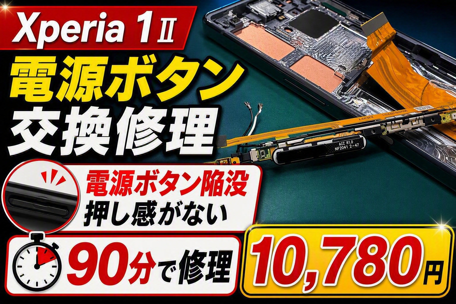 Xperia 1 IIの電源ボタンが陥没して押せない？電源が入らない前に交換修理がおすすめです！